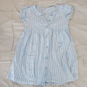 Laura Ashley Light Blue & White Striped Button-Front Kids Dress